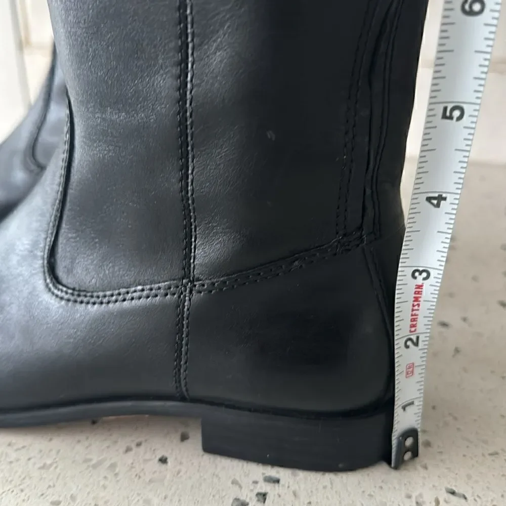 Kenneth Cole NY Mea Women’s Black Leather Knee-High Riding Boots Full Zip Sz 6.5